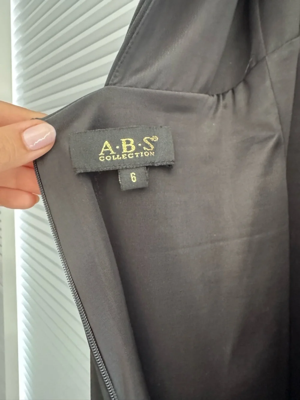 ABS Collection by Allen Schwartz Cape Black Jersey Gown Maxi Dress Size 6 - Picture 10 of 12